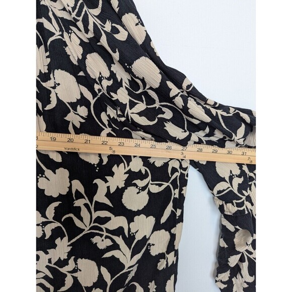 Knox Rose Top Womens Plus Size 2X Black Floral Flowy Blouse Boho Classic Neutral - Picture 11 of 12
